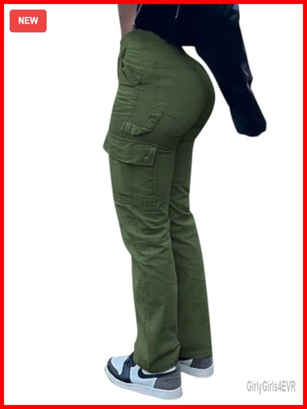 High Waisted Cargo Pants with 6 Pockets Streetwear Hiking Work Pants Cotton